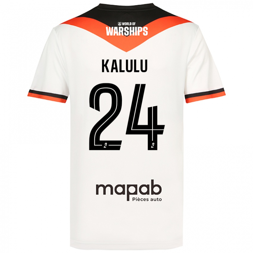 Niño Camiseta Gédéon Kalulu #24 Blanco 2ª Equipación 2024/25 La Camisa Perú