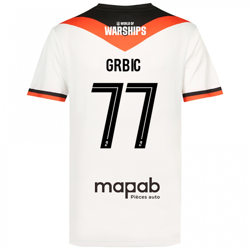 Niño Camiseta Adrian Grbic #77 Blanco 2ª Equipación 2024/25 La Camisa Perú