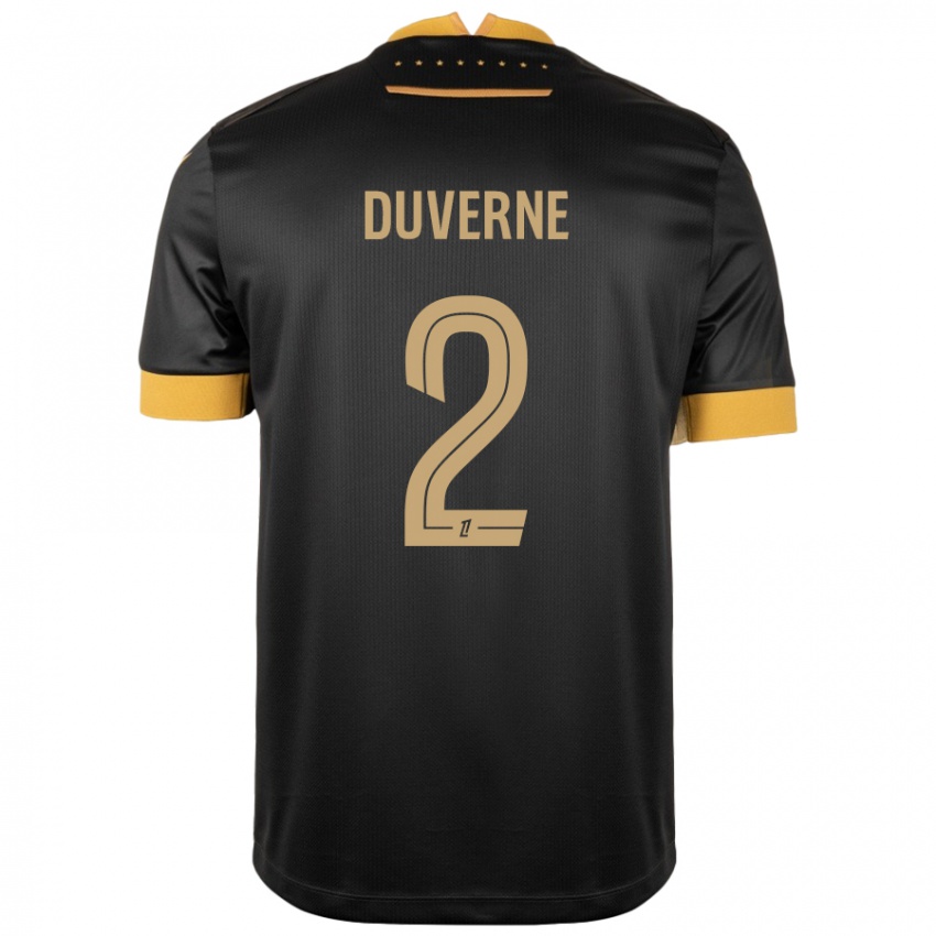 Niño Camiseta Jean-Kévin Duverne #2 Negro Marrón 2ª Equipación 2024/25 La Camisa Perú