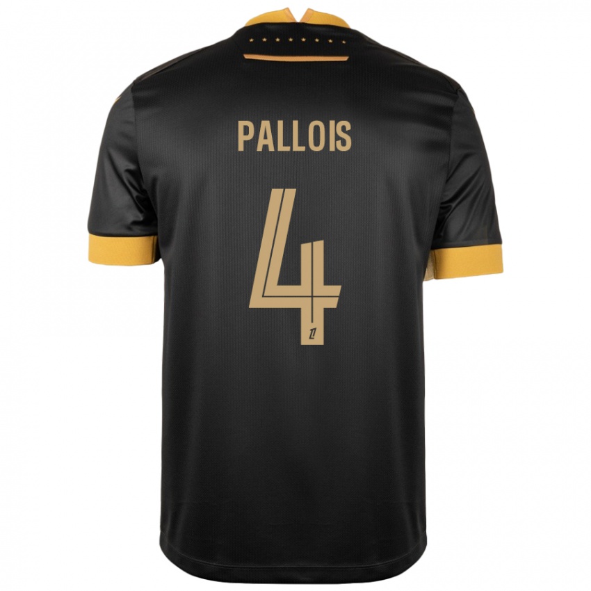 Niño Camiseta Nicolas Pallois #4 Negro Marrón 2ª Equipación 2024/25 La Camisa Perú