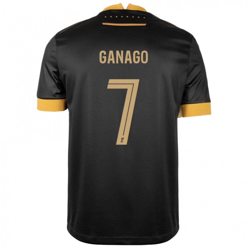 Niño Camiseta Ignatius Ganago #7 Negro Marrón 2ª Equipación 2024/25 La Camisa Perú