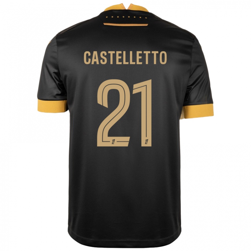 Niño Camiseta Jean-Charles Castelletto #21 Negro Marrón 2ª Equipación 2024/25 La Camisa Perú