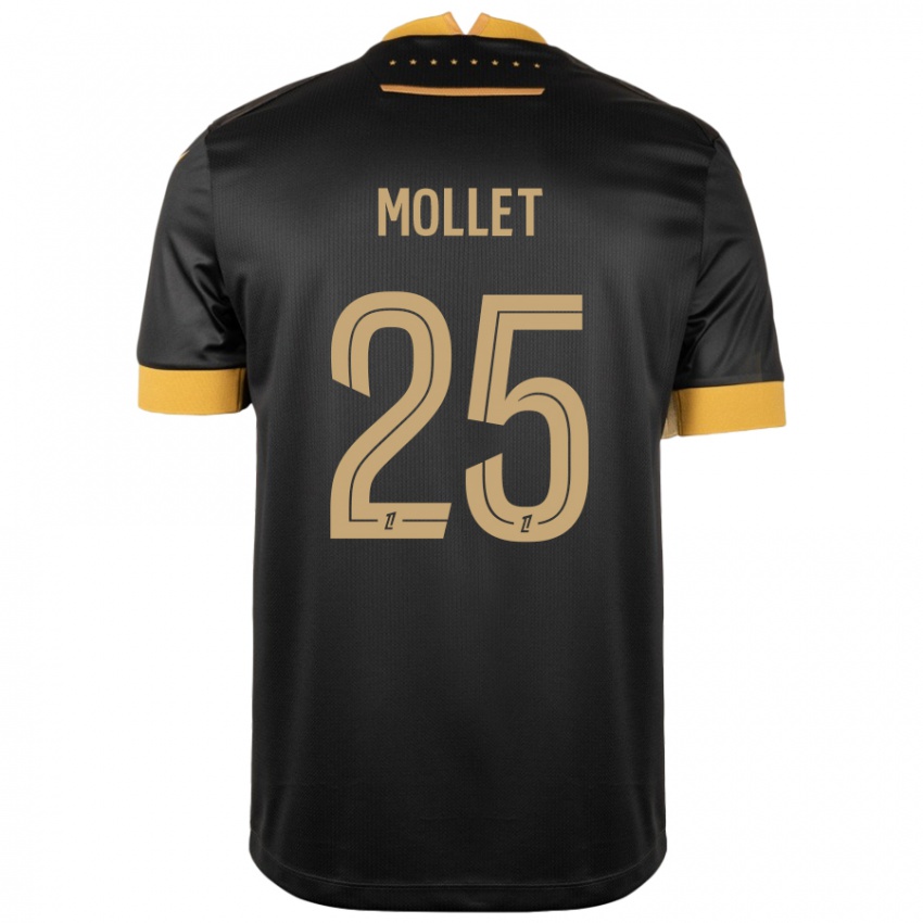 Niño Camiseta Florent Mollet #25 Negro Marrón 2ª Equipación 2024/25 La Camisa Perú