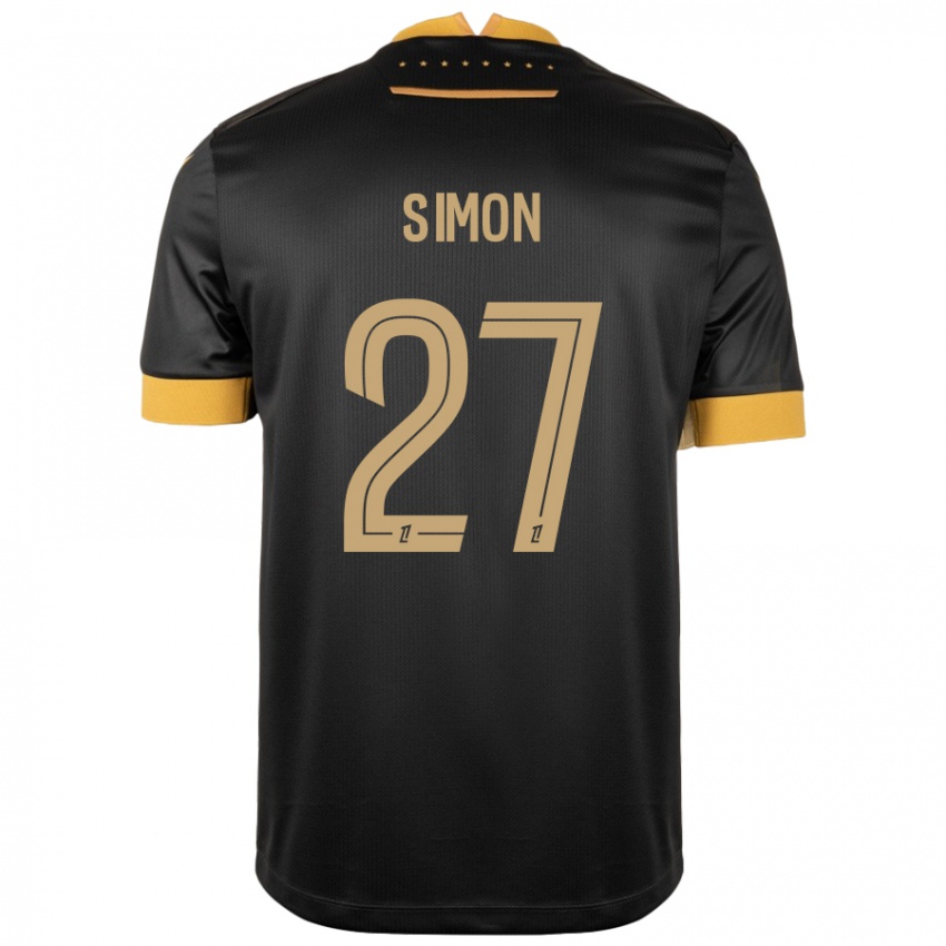 Niño Camiseta Moses Simon #27 Negro Marrón 2ª Equipación 2024/25 La Camisa Perú