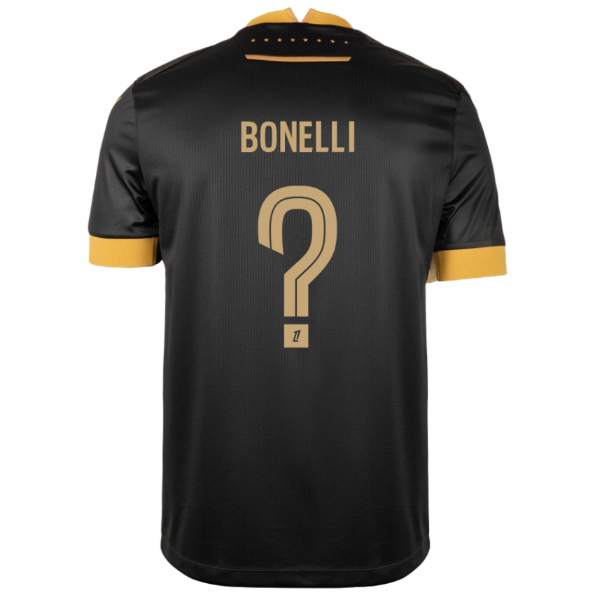 Niño Camiseta Lucas Bonelli #0 Negro Marrón 2ª Equipación 2024/25 La Camisa Perú