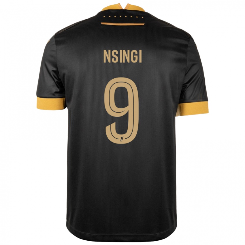 Niño Camiseta Plamedi Nsingi #9 Negro Marrón 2ª Equipación 2024/25 La Camisa Perú