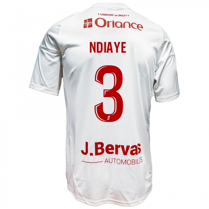 Niño Camiseta Abdoulaye Ndiaye #3 Blanco Rojo 2ª Equipación 2024/25 La Camisa Perú