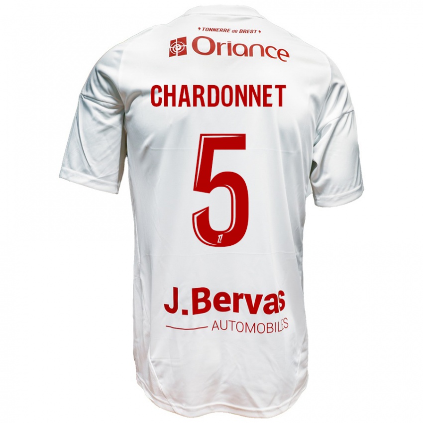 Niño Camiseta Brendan Chardonnet #5 Blanco Rojo 2ª Equipación 2024/25 La Camisa Perú