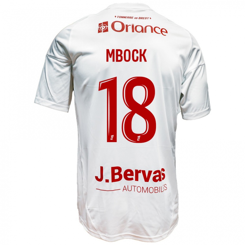 Niño Camiseta Hianga'a Mbock #18 Blanco Rojo 2ª Equipación 2024/25 La Camisa Perú