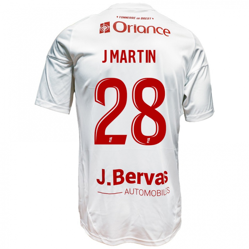 Niño Camiseta Jonas Martin #28 Blanco Rojo 2ª Equipación 2024/25 La Camisa Perú