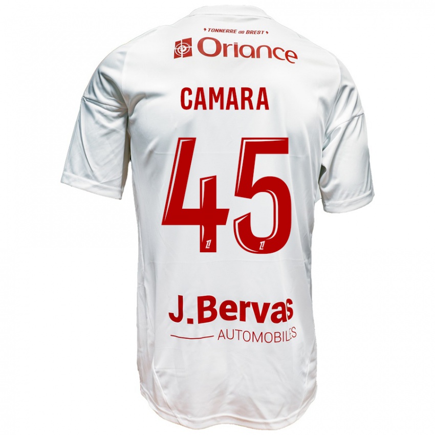 Niño Camiseta Mahdi Camara #45 Blanco Rojo 2ª Equipación 2024/25 La Camisa Perú