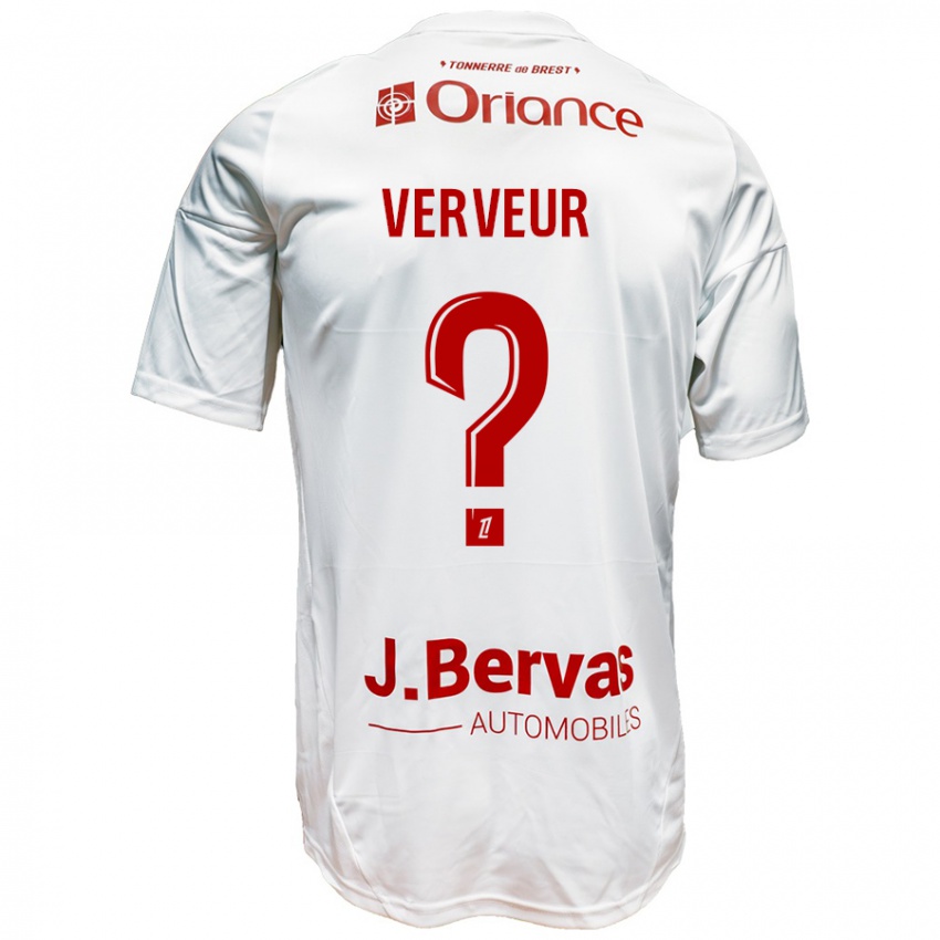 Niño Camiseta Titouan Verveur #0 Blanco Rojo 2ª Equipación 2024/25 La Camisa Perú