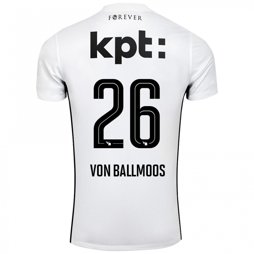 Niño Camiseta David Von Ballmoos #26 Blanco Negro 2ª Equipación 2024/25 La Camisa Perú