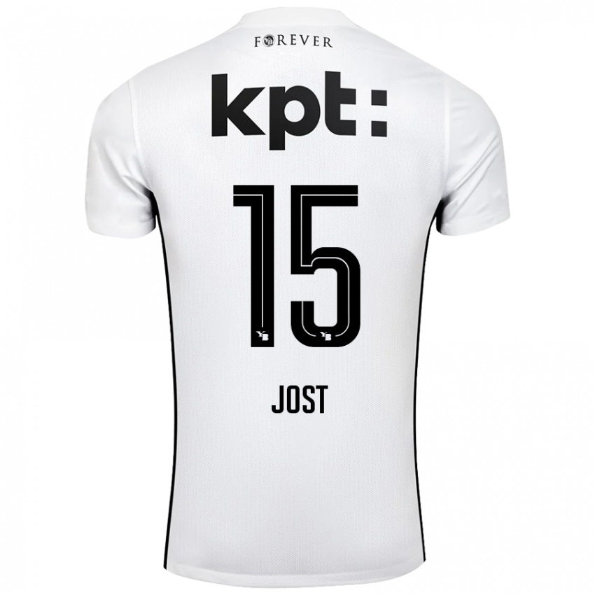 Niño Camiseta Tristan Jost #15 Blanco Negro 2ª Equipación 2024/25 La Camisa Perú