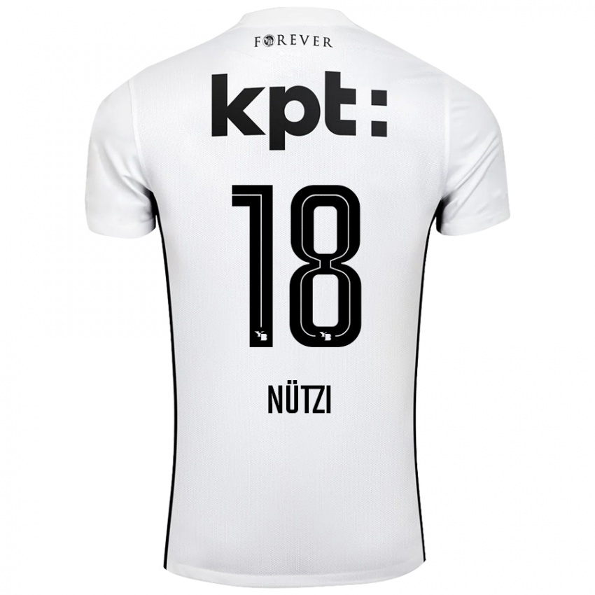 Niño Camiseta Timon Nützi #18 Blanco Negro 2ª Equipación 2024/25 La Camisa Perú