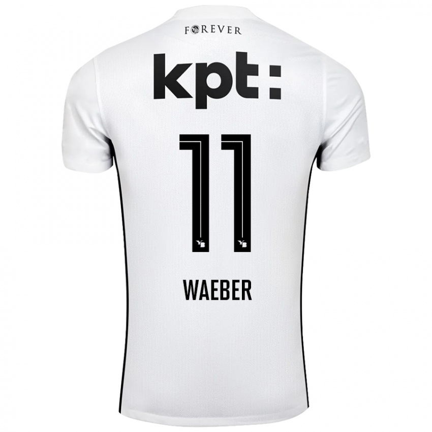 Niño Camiseta Stéphanie Waeber #11 Blanco Negro 2ª Equipación 2024/25 La Camisa Perú