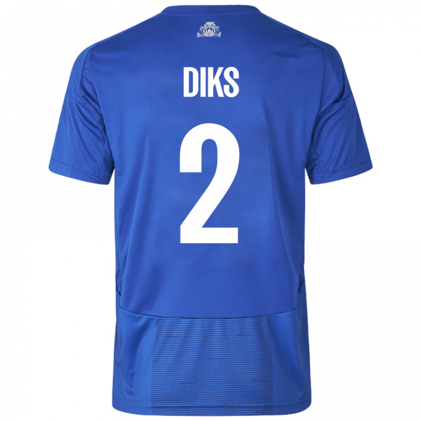 Niño Camiseta Kevin Diks #2 Blanco Azul 2ª Equipación 2024/25 La Camisa Perú