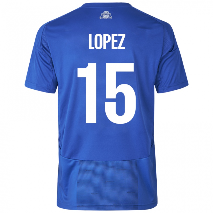 Niño Camiseta Marcos López #15 Blanco Azul 2ª Equipación 2024/25 La Camisa Perú