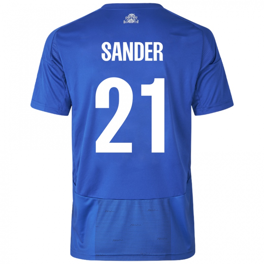 Niño Camiseta Theo Sander #21 Blanco Azul 2ª Equipación 2024/25 La Camisa Perú