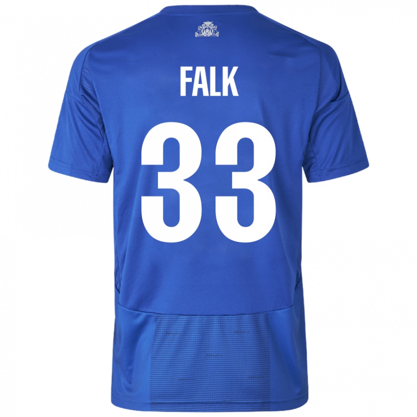 Niño Camiseta Rasmus Falk #33 Blanco Azul 2ª Equipación 2024/25 La Camisa Perú