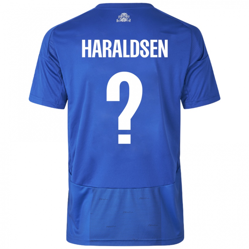 Niño Camiseta Henrik Haraldsen #0 Blanco Azul 2ª Equipación 2024/25 La Camisa Perú