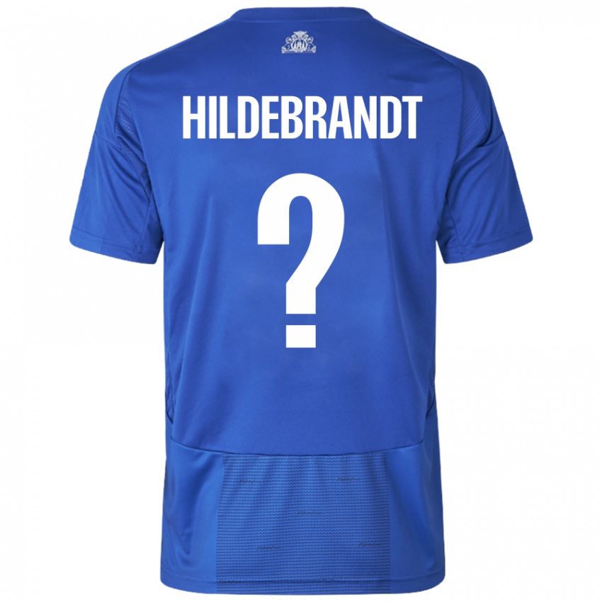 Niño Camiseta Sylvester Hildebrandt #0 Blanco Azul 2ª Equipación 2024/25 La Camisa Perú