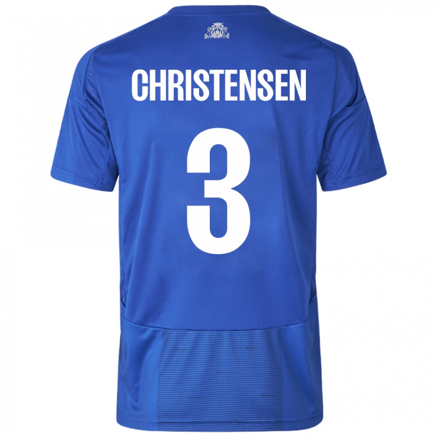 Niño Camiseta Sebastian Christensen #3 Blanco Azul 2ª Equipación 2024/25 La Camisa Perú