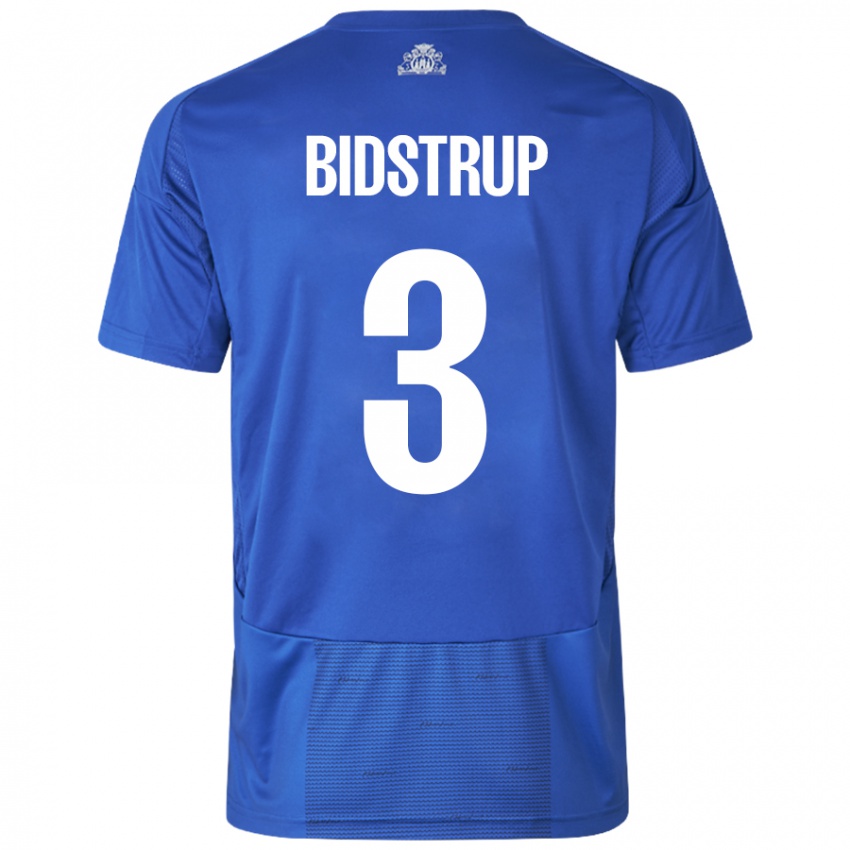 Niño Camiseta Hjalte Bidstrup #3 Blanco Azul 2ª Equipación 2024/25 La Camisa Perú