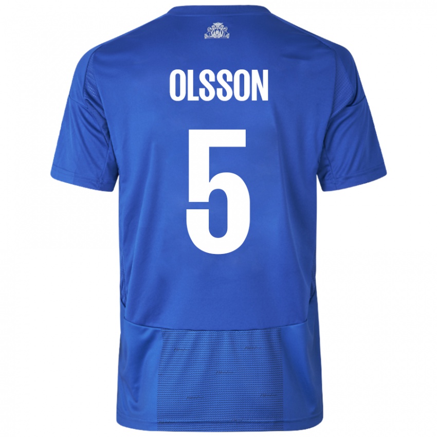 Niño Camiseta Cornelius Olsson #5 Blanco Azul 2ª Equipación 2024/25 La Camisa Perú