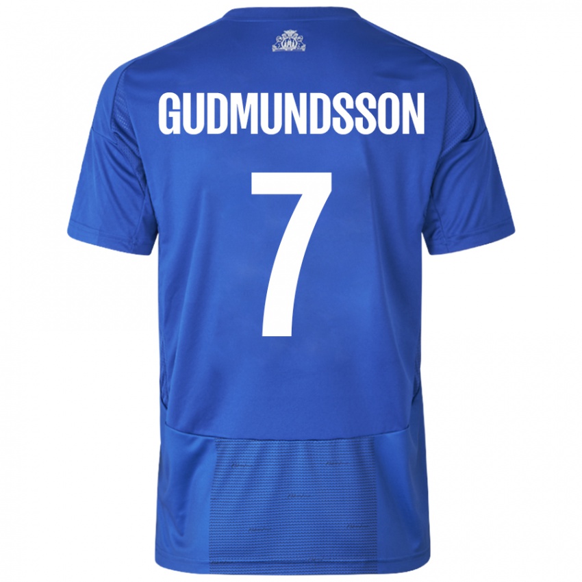 Niño Camiseta Galdur Gudmundsson #7 Blanco Azul 2ª Equipación 2024/25 La Camisa Perú