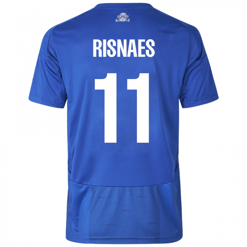 Niño Camiseta Roberto Risnaes #11 Blanco Azul 2ª Equipación 2024/25 La Camisa Perú