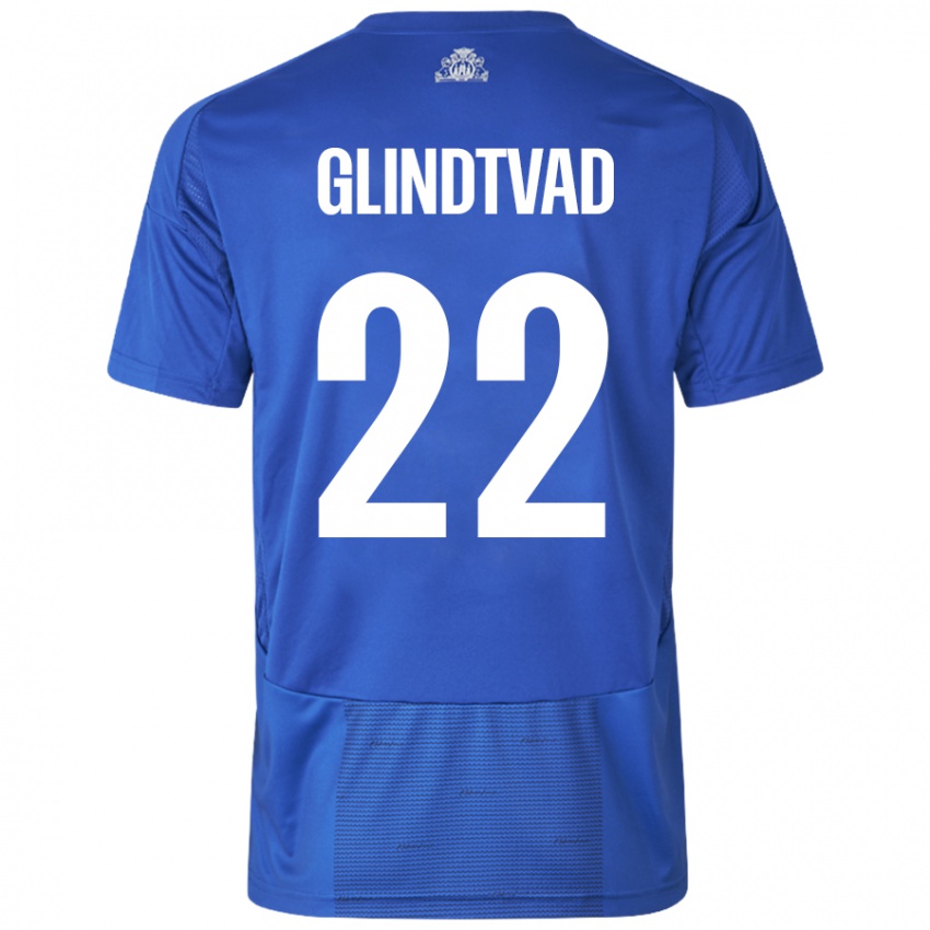 Niño Camiseta William Glindtvad #22 Blanco Azul 2ª Equipación 2024/25 La Camisa Perú