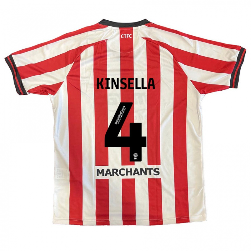 Hombre Camiseta Liam Kinsella #4 Rojo Blanco 1ª Equipación 2024/25 La Camisa Perú