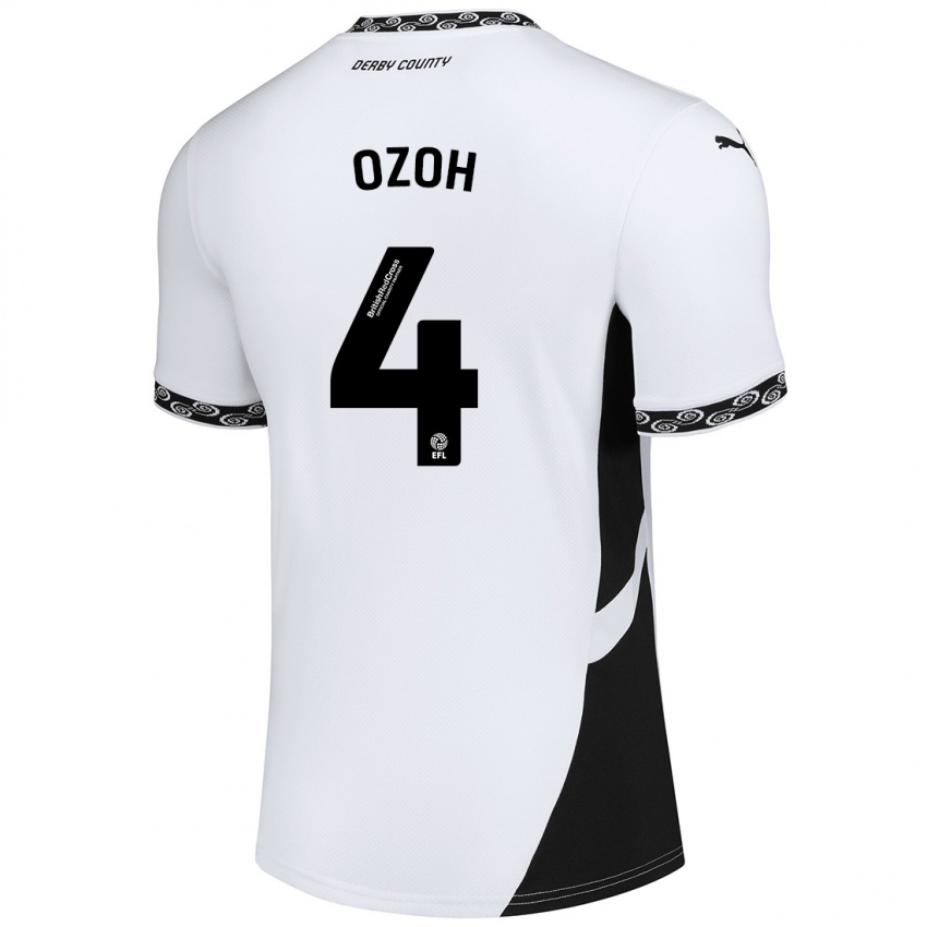 Hombre Camiseta David Ozoh #4 Blanco Negro 1ª Equipación 2024/25 La Camisa Perú