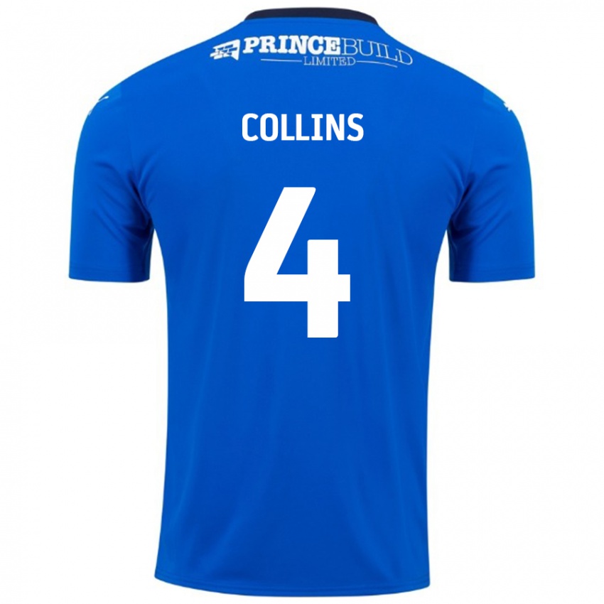 Hombre Camiseta Archie Collins #4 Azul Blanco 1ª Equipación 2024/25 La Camisa Perú