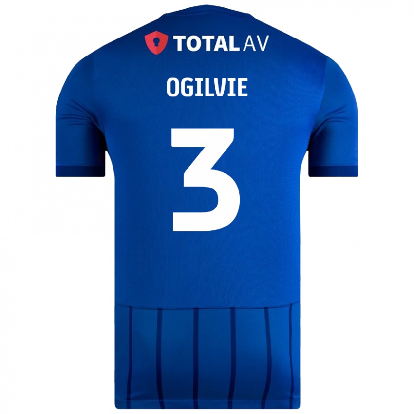 Hombre Camiseta Connor Ogilvie #3 Azul 1ª Equipación 2024/25 La Camisa Perú