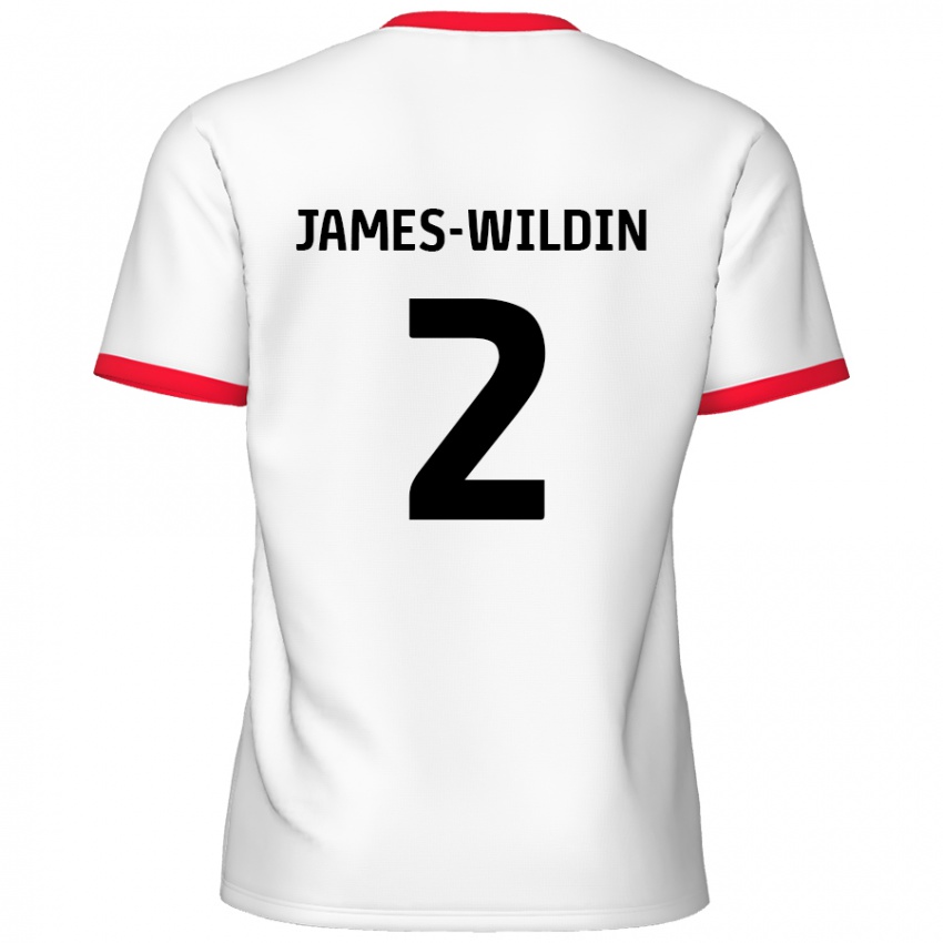 Hombre Camiseta Luther James-Wildin #2 Blanco Rojo 1ª Equipación 2024/25 La Camisa Perú