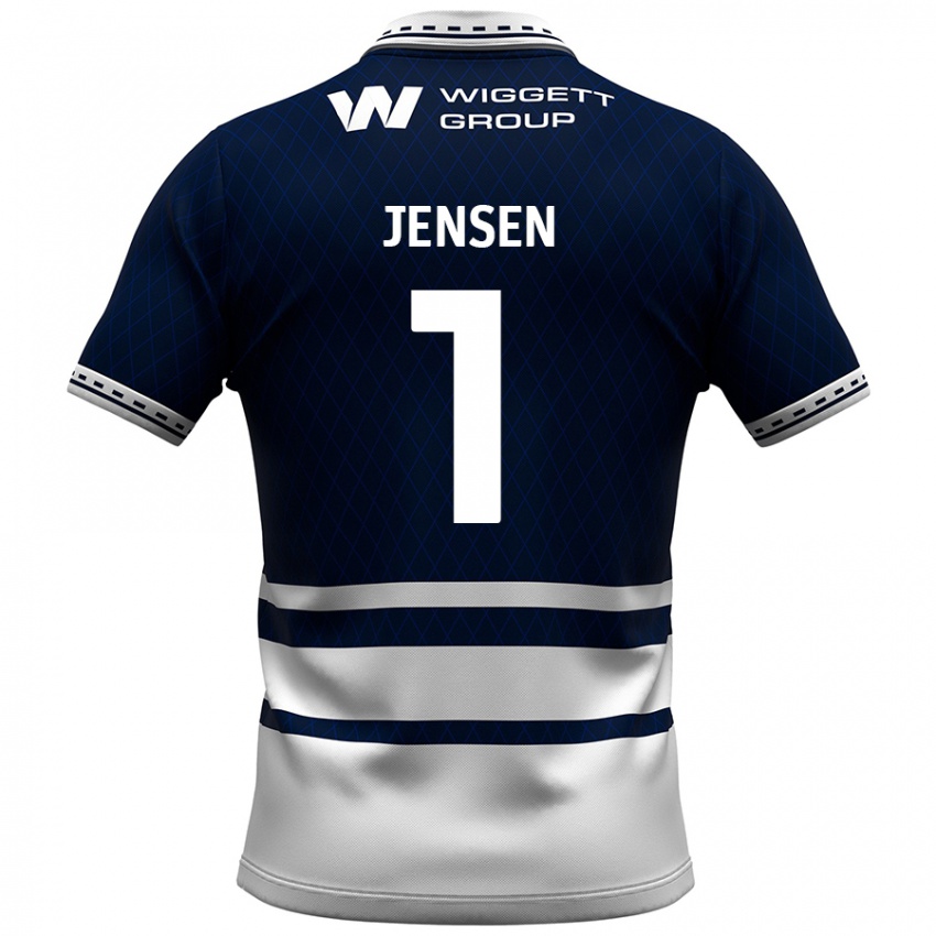 Hombre Camiseta Lukas Jensen #1 Azul Marino Blanco 1ª Equipación 2024/25 La Camisa Perú