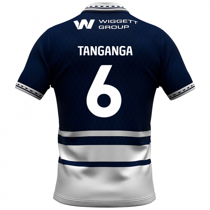 Hombre Camiseta Japhet Tanganga #6 Azul Marino Blanco 1ª Equipación 2024/25 La Camisa Perú