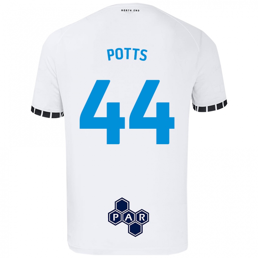 Hombre Camiseta Brad Potts #44 Blanco 1ª Equipación 2024/25 La Camisa Perú