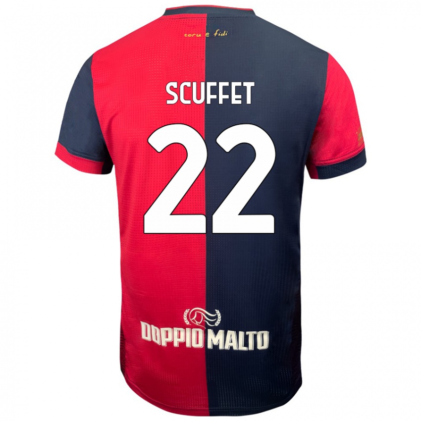 Hombre Camiseta Simone Scuffet #22 Rojo Azul Más Oscuro 1ª Equipación 2024/25 La Camisa Perú