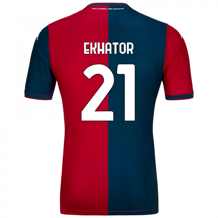 Hombre Camiseta Jeff Ekhator #21 Rojo Azul Oscuro 1ª Equipación 2024/25 La Camisa Perú