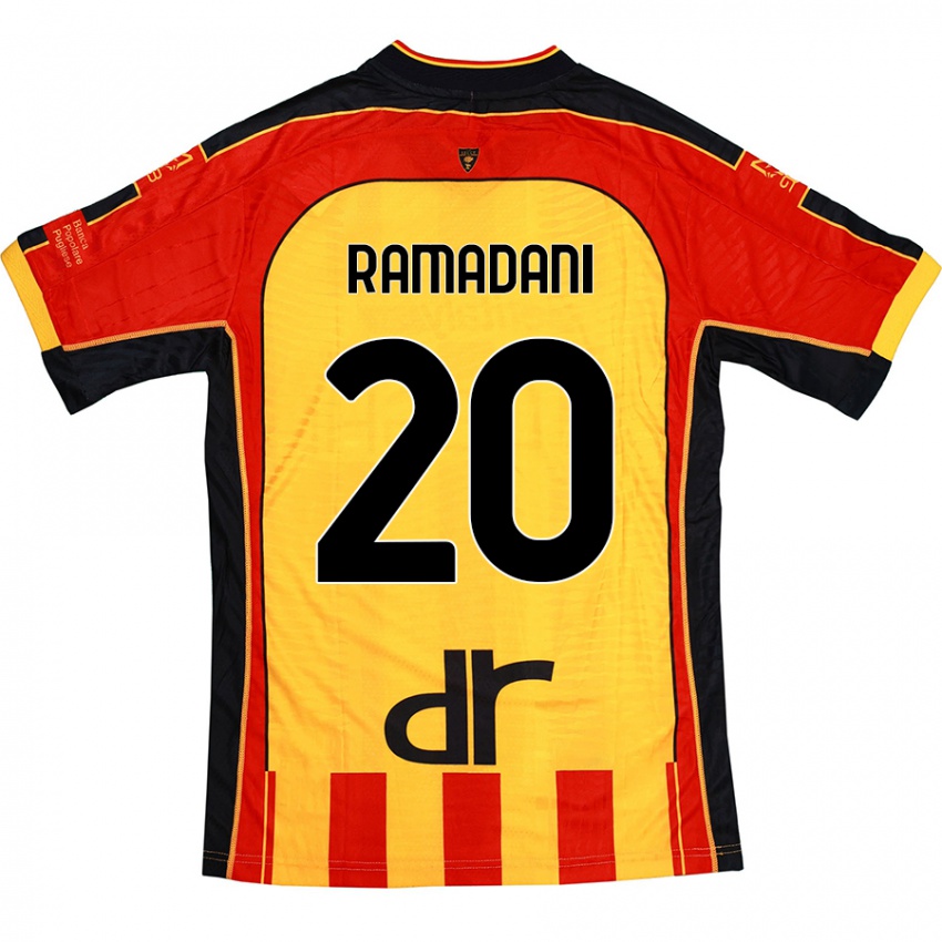 Hombre Camiseta Ylber Ramadani #20 Amarillo Rojo 1ª Equipación 2024/25 La Camisa Perú