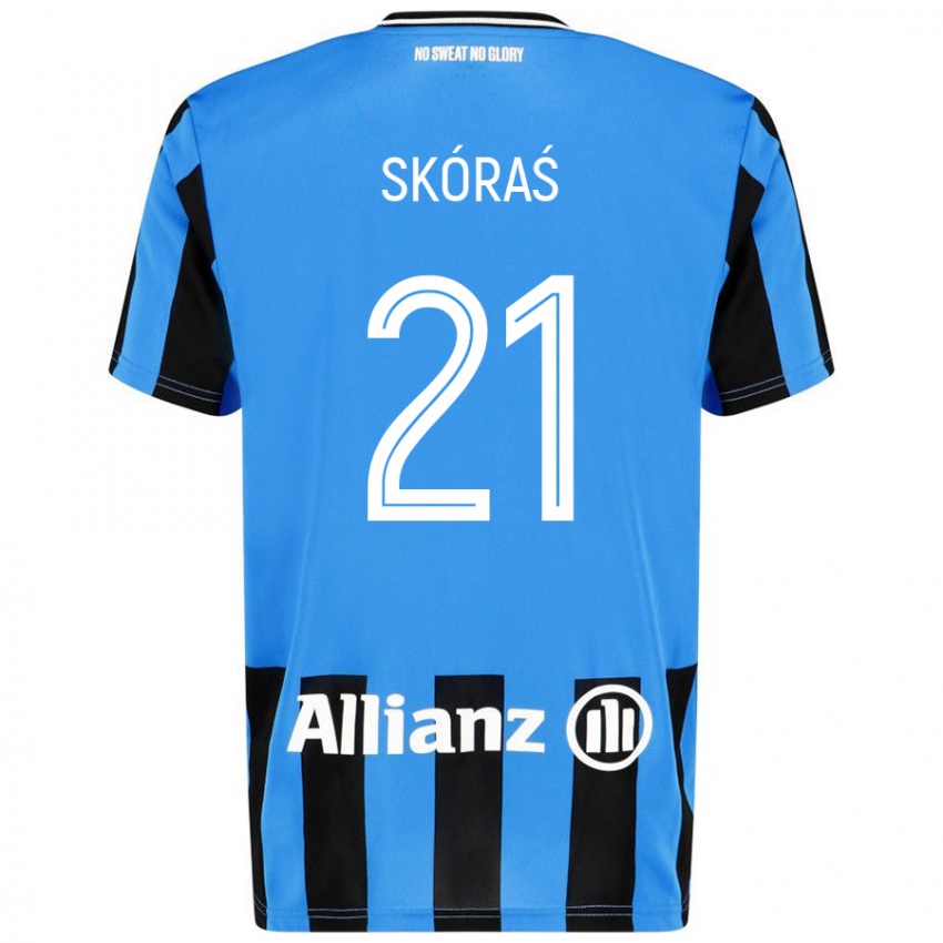 Hombre Camiseta Michal Skoras #21 Azul Cielo Negro 1ª Equipación 2024/25 La Camisa Perú