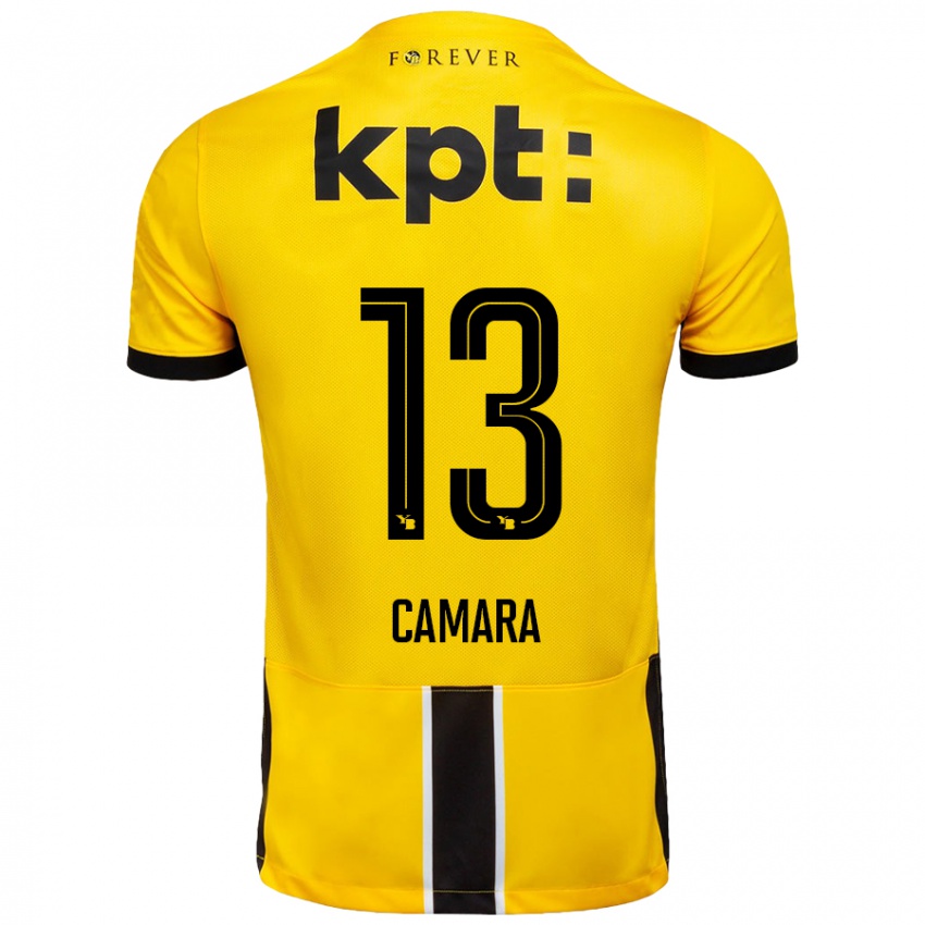 Hombre Camiseta Mohamed Camara #13 Amarillo Negro 1ª Equipación 2024/25 La Camisa Perú