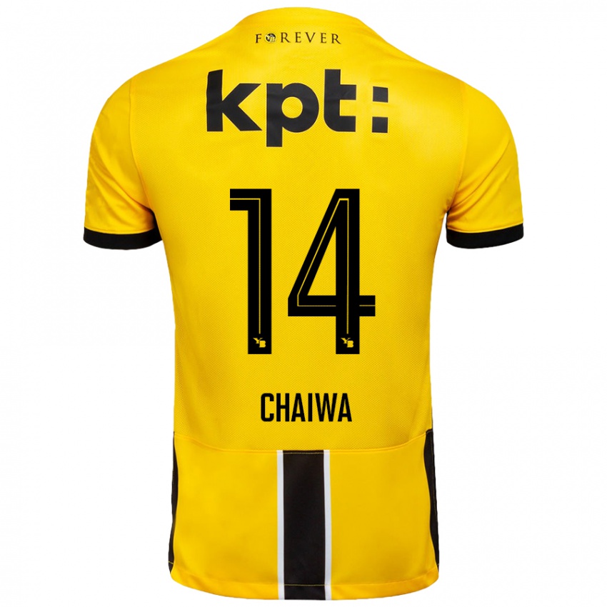 Hombre Camiseta Miguel Chaiwa #14 Amarillo Negro 1ª Equipación 2024/25 La Camisa Perú