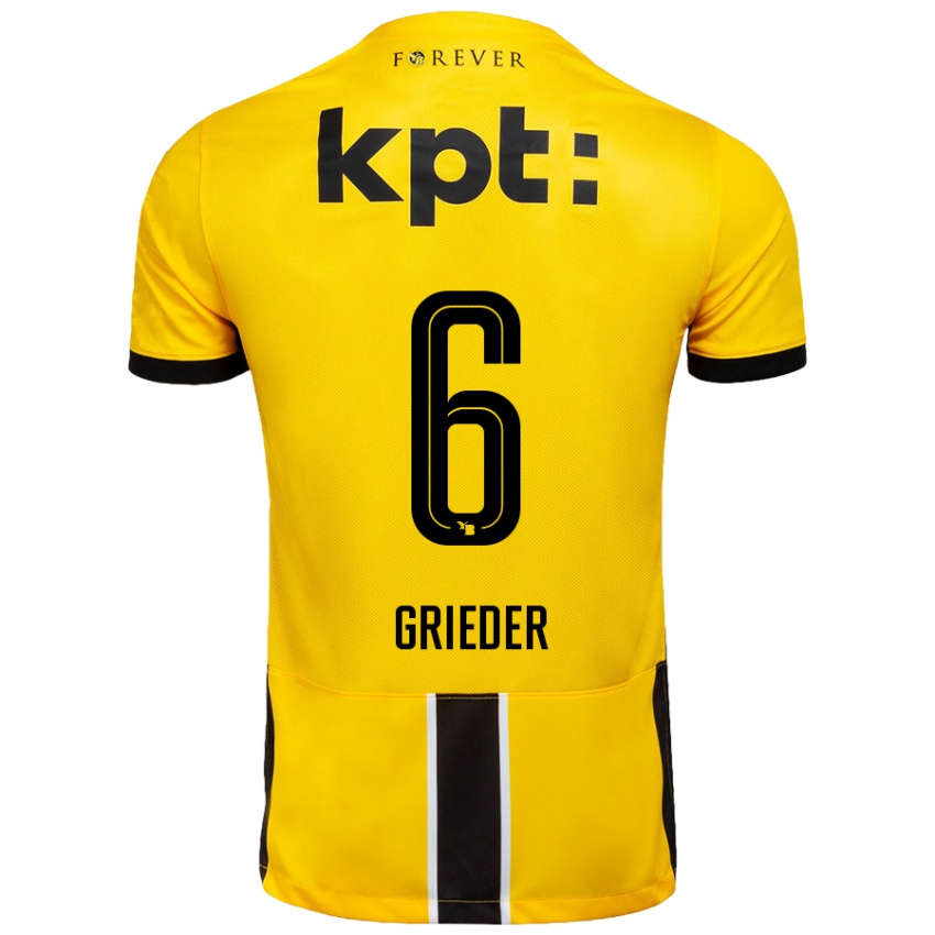 Hombre Camiseta Lionel Grieder #6 Amarillo Negro 1ª Equipación 2024/25 La Camisa Perú