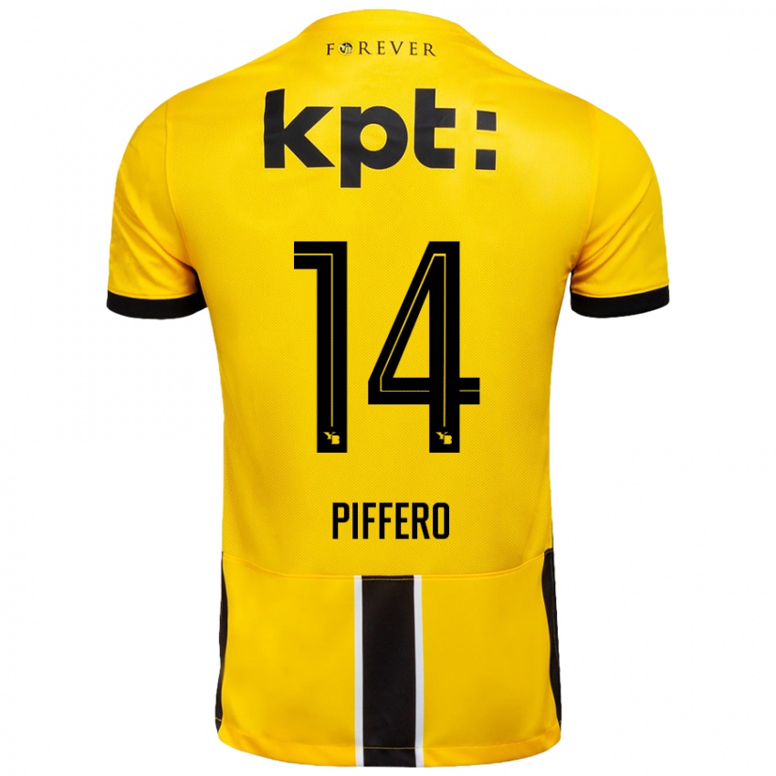 Hombre Camiseta David Piffero #14 Amarillo Negro 1ª Equipación 2024/25 La Camisa Perú