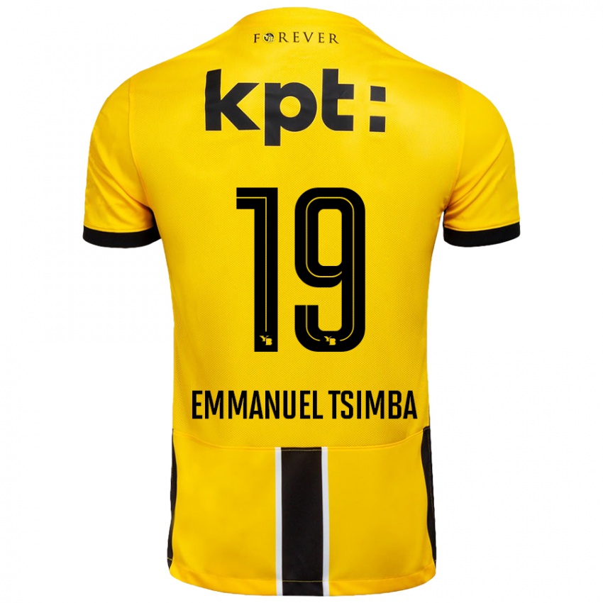 Hombre Camiseta Felix Emmanuel Tsimba #19 Amarillo Negro 1ª Equipación 2024/25 La Camisa Perú