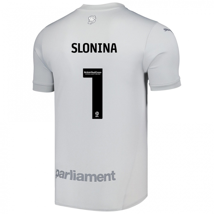 Hombre Camiseta Gabriel Slonina #1 Gris Plata 2ª Equipación 2024/25 La Camisa Perú